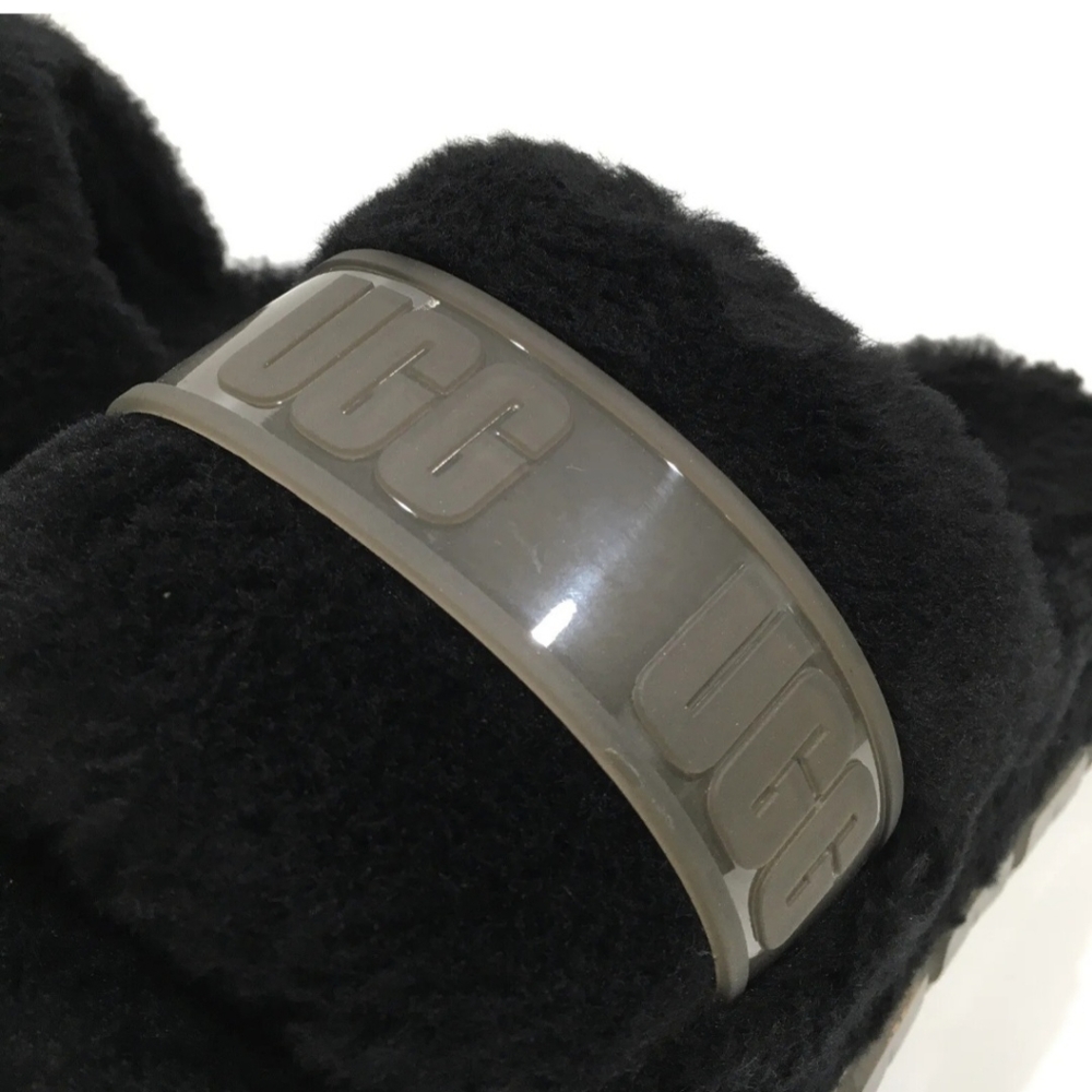 Ugg Fluff Black Clear Platform Slides - image 3